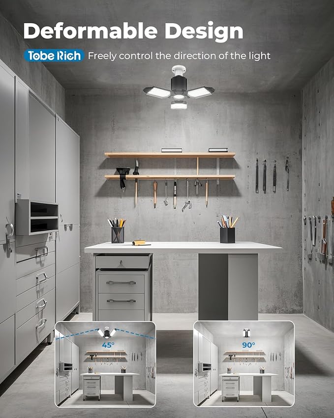 toberich LED Garage Light Bulbs 4 Pack, 8000LM Shop Lights - Image 3