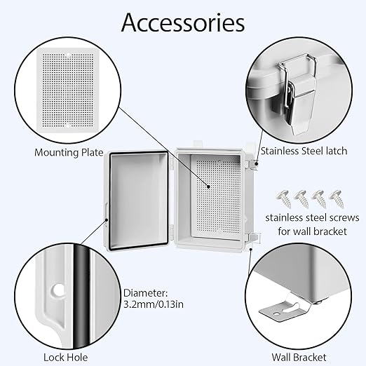 LeMotech Electrical Box, IP67 Waterproof Hinged Cover Stainless Steel Latch - Image 4