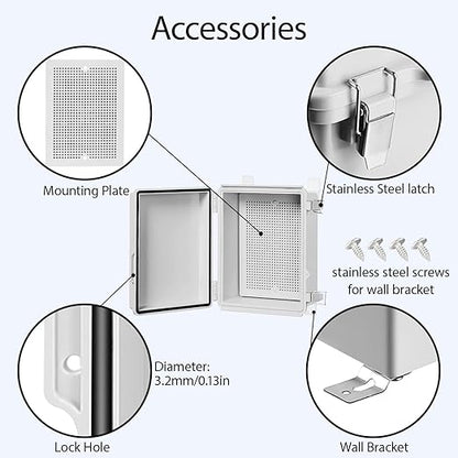 LeMotech Electrical Box, IP67 Waterproof Hinged Cover Stainless Steel Latch - Image 4