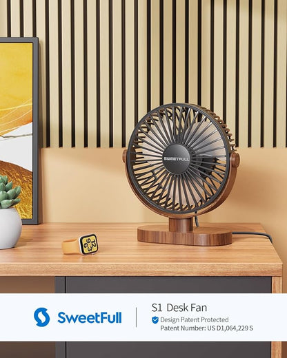 SWEETFULL 6.5 Inch USB Small Desk Fan, 3 Speeds Quiet Portable Desktop Table Fan - Image 2