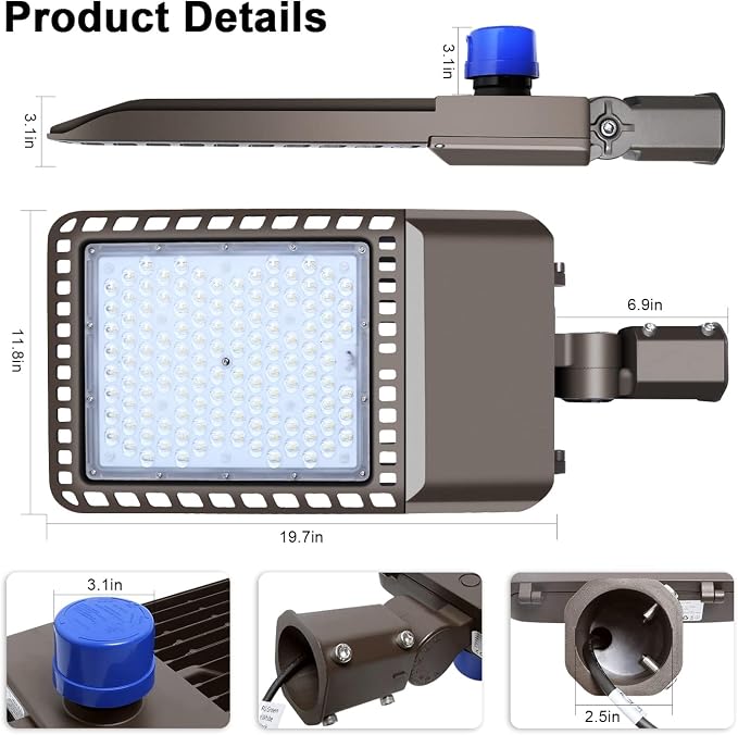 300W LED Parking Lot Light Outdoor 45000LM Bright Dusk to Dawn FloodLights - Image 6