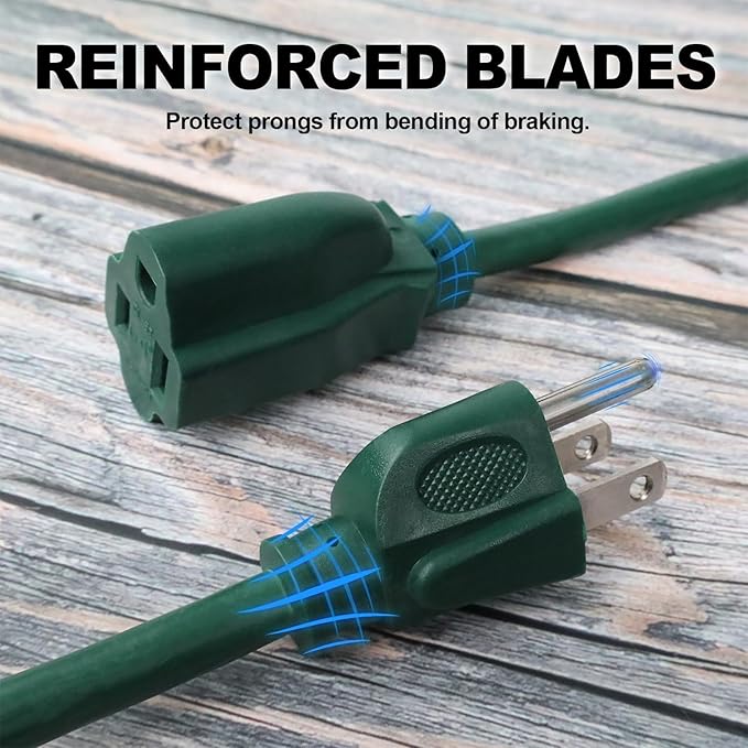 EP 15FT Green Outdoor Extension Cord, 16/3 SJTW Heavy Duty Waterproof, 3 Prong - Image 3