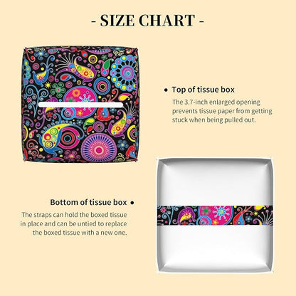 Tissue Box Cover Square, Boho Mandala Flowers and Paisley Tissue Box Holder - Image 3