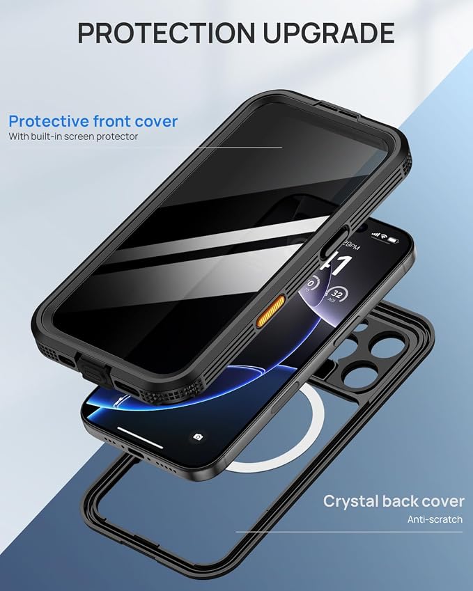 Lanhiem Magnetic for iPhone 16 Pro Case, Built-in Privacy Screen Protector - Image 6