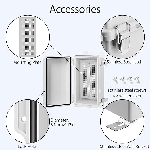 LeMotech Electrical Box, IP67 Waterproof Hinged Cover Stainless Steel Latch - Image 4