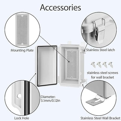 LeMotech Electrical Box, IP67 Waterproof Hinged Cover Stainless Steel Latch - Image 4