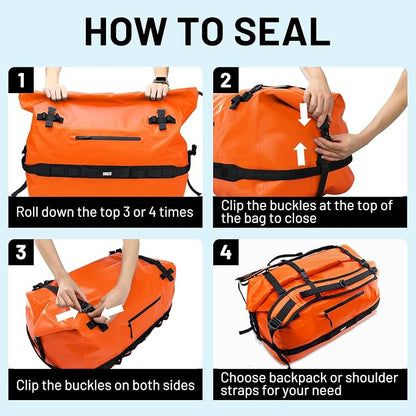 MIER Waterproof Duffel Bag Motorcycle Dry Bag Backpack Large Roll-Top Heavy - Image 6