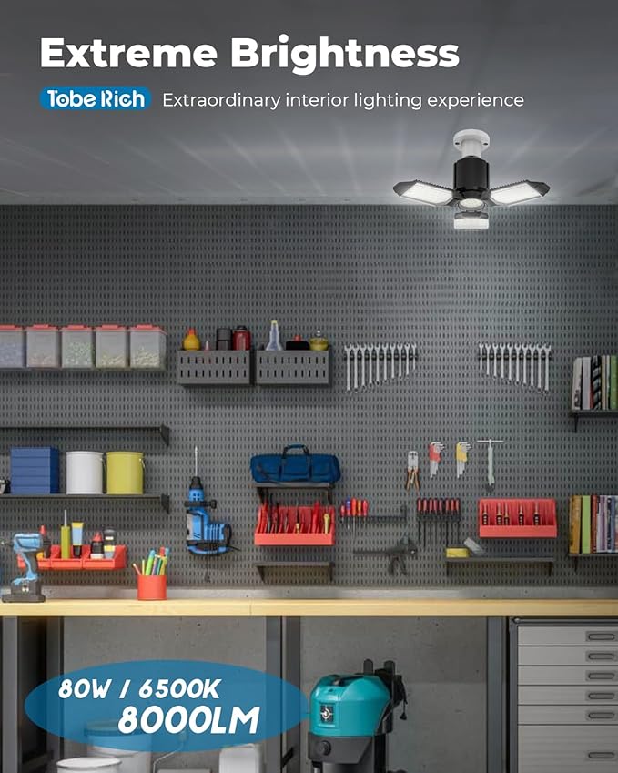 toberich LED Garage Light Bulb, 8000LM Shop Lights - Image 2