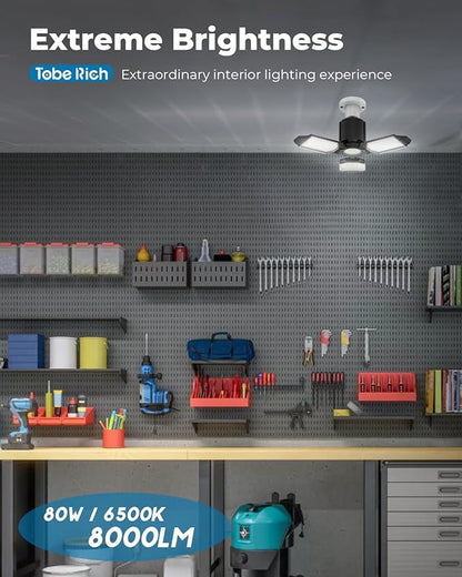 toberich LED Garage Light Bulbs 4 Pack, 8000LM Shop Lights - Image 2