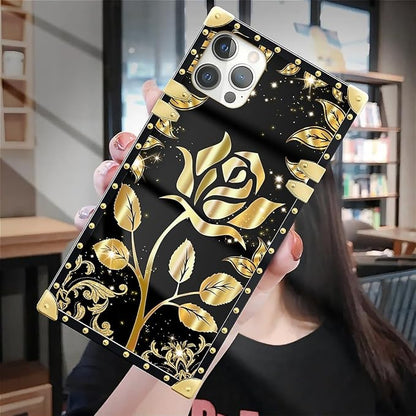 Compatible with iPhone 12 Pro Max Case, Shine Gold Rose Luxury Golden Decoration - Image 7