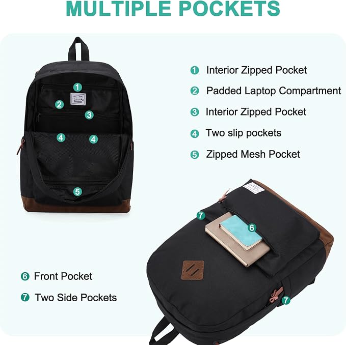 Backpack for Men Women, VASCHY Classic Water-resistant Lightweight Travel - Image 3