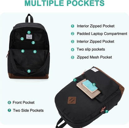 Backpack for Men Women, VASCHY Classic Water-resistant Lightweight Travel - Image 3