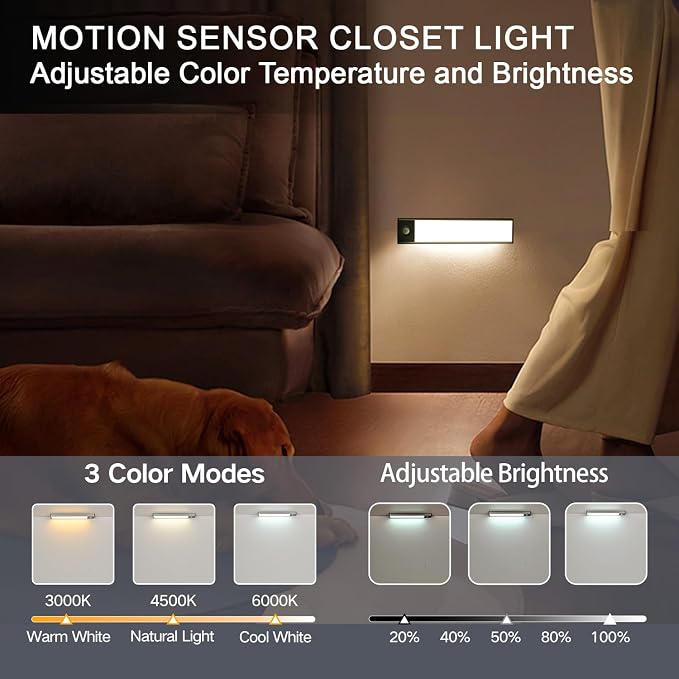 Under Cabinet Lighting, 3200mAh Motion Sensor Light Indoor, 3 Color Temp - Image 8