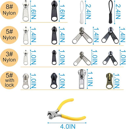 254 Pcs Zipper Repair Kit with Case Include Zipper Replacement and Pull - Image 3