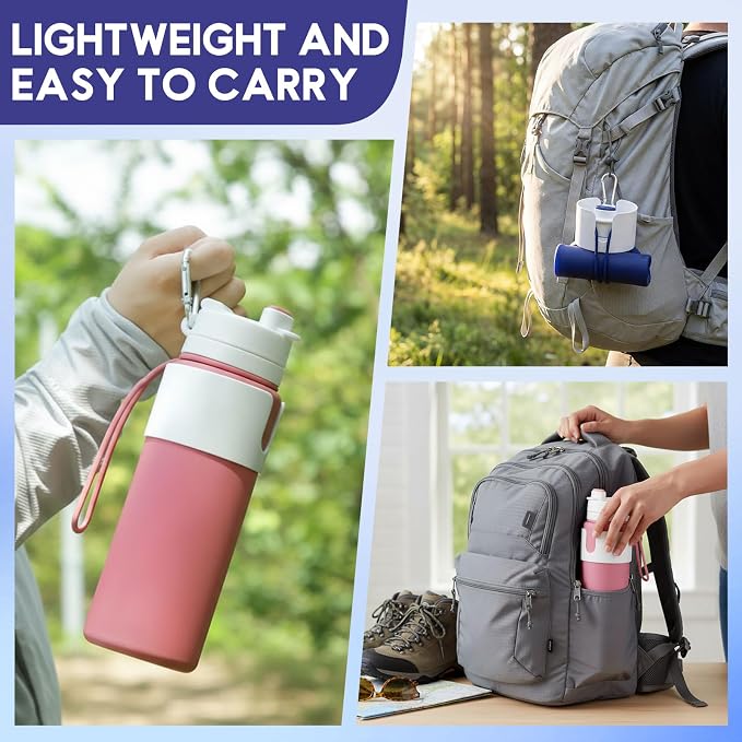 LemonRoad 4 Pcs 26 oz Silicone Collapsible Water Bottle, Portable Foldable - Image 5