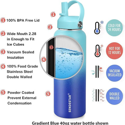 SENDESTAR Stainless Steel Water Bottle, Wide Mouth Water Bottle 18 oz, 32 oz - Image 5