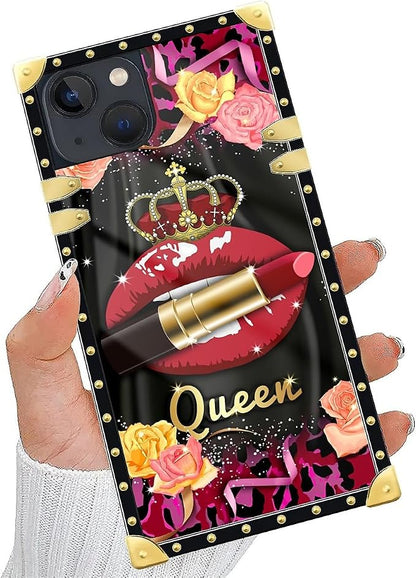 Compatible with iPhone 14 Case, Queen Lip Crown Leopard Print Luxury Golden - Image 5