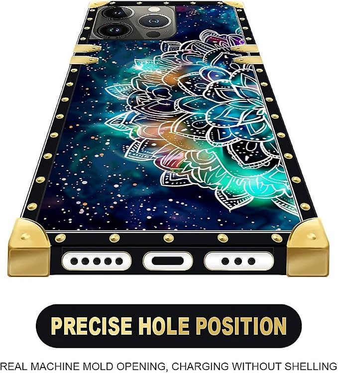 Compatible with iPhone 15 Pro Case, Starry Sky Colourful Mandala Luxury Golden - Image 5