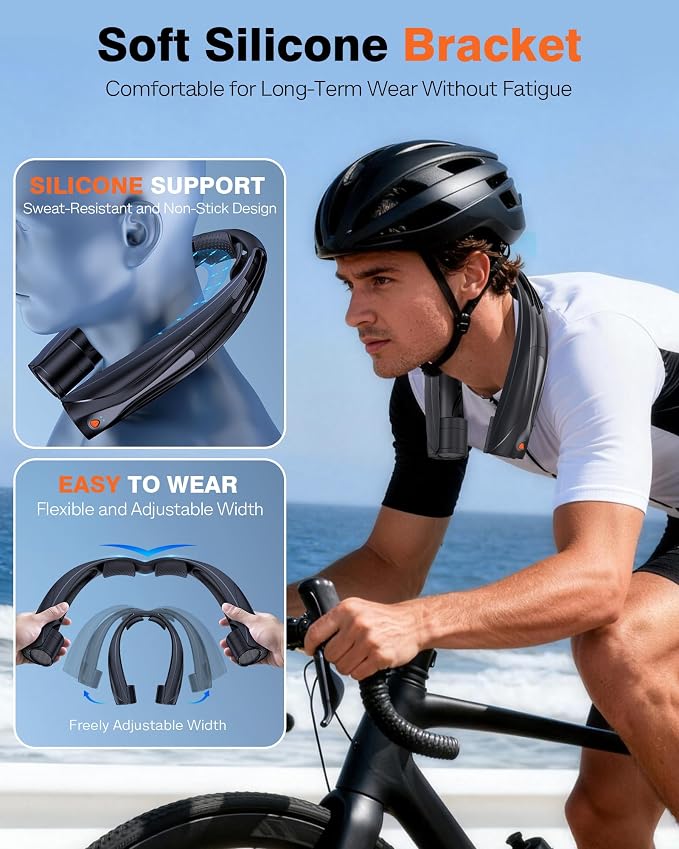 Portable Neck Fan, 6000mAh Personal Fan, 360° Cooling Rechargeable Wearable Fan - Image 6