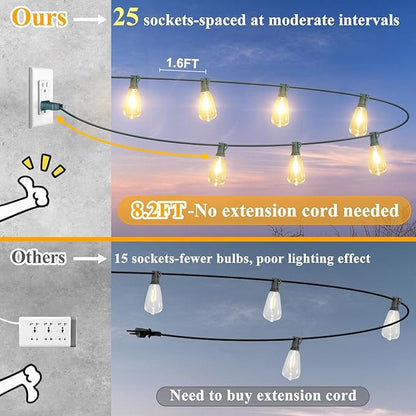 Brightever 50FT Outdoor String Lights Waterproof, 2700K Bright LED Patio Lights - Image 3
