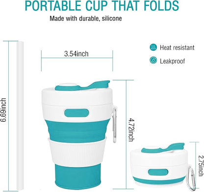 Silicone Collapsible Travel Mug Green 15oz / 450ml - Image 2
