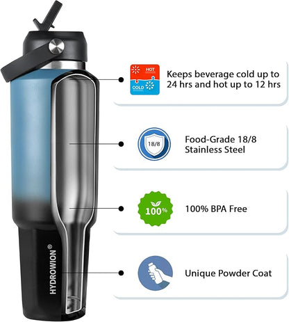HYDROWION 32 oz Insulated Water Bottle, Car Water Bottle Holder - Image 5