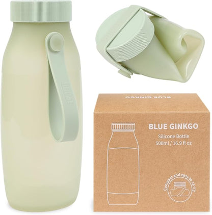 BLUE GINKGO Collapsible Water Bottle – Lightweight, Foldable Silicone Bottle by BLUEGINKGO