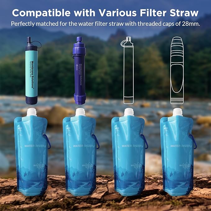 Membrane Solutions Collapsible Water Bottle 23oz, Foldable Pouch Water Bottle - Image 3