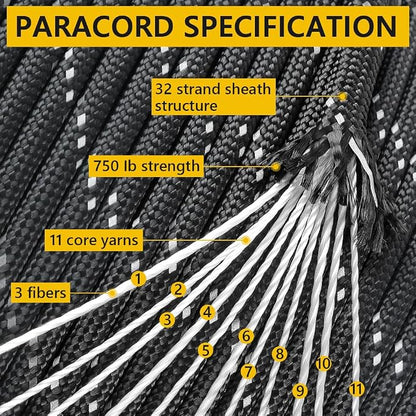 750Ib Reflective Paracord Rope, 4mm 11 Strand Parachute Spool Cord - Image 2
