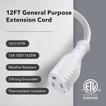 BN-LINK 12ft Outdoor Extension Cord, 16 Gauge General Purpose Power Cord - Image 4