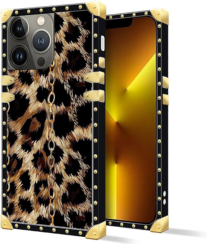 Compatible with iPhone 13 Pro Max Case, Seamless Gold Chain Leopard Luxury - Image 2