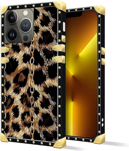 Compatible with iPhone 13 Pro Max Case, Seamless Gold Chain Leopard Luxury - Image 2