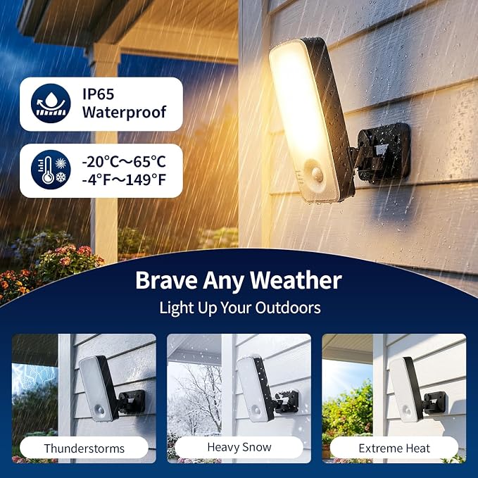 TANBABY 12000mAh Wireless Motion Sensor Outdoor Lights, Rechargeable Battery - Image 6
