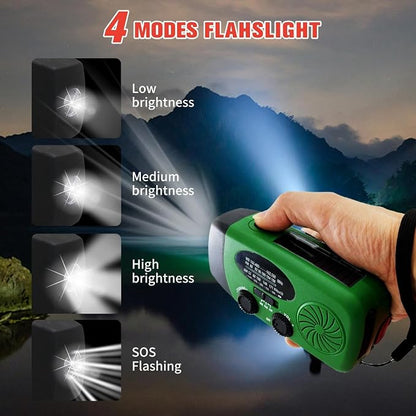 2000mAh Weather Emergency Radio, Portable Solar AM/FM/NOAA Hand Crank Radio - Image 4