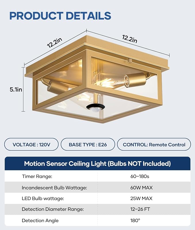 Lynnoland Motion Sensor Outdoor Ceiling Light - Image 9