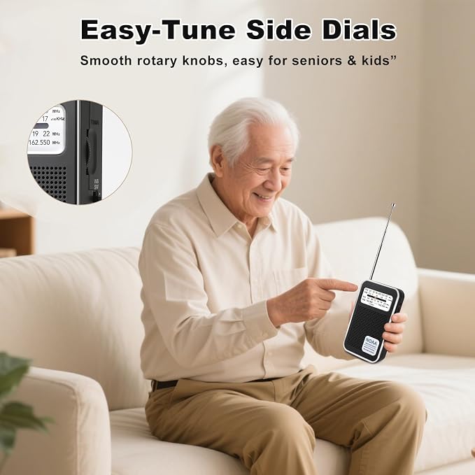 Portable Personal NOAA Weather Radio, 4-Band AM/FM/SW/WB Emergency Transistor - Image 5