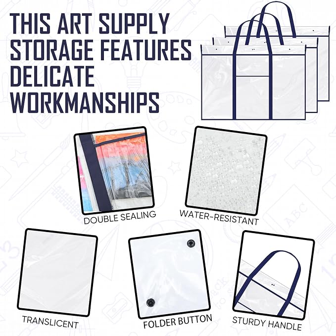 Windyun 3 Pack Large Poster Storage Bag 48" x 36" Bulletin Board Holder Art - Image 4