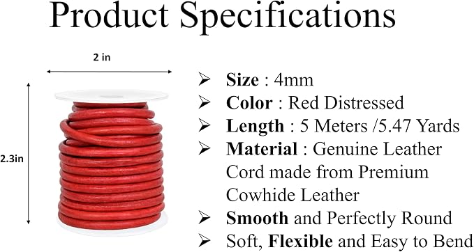 GENIQUE Real/Genuine Round Leather String Cord - Image 2