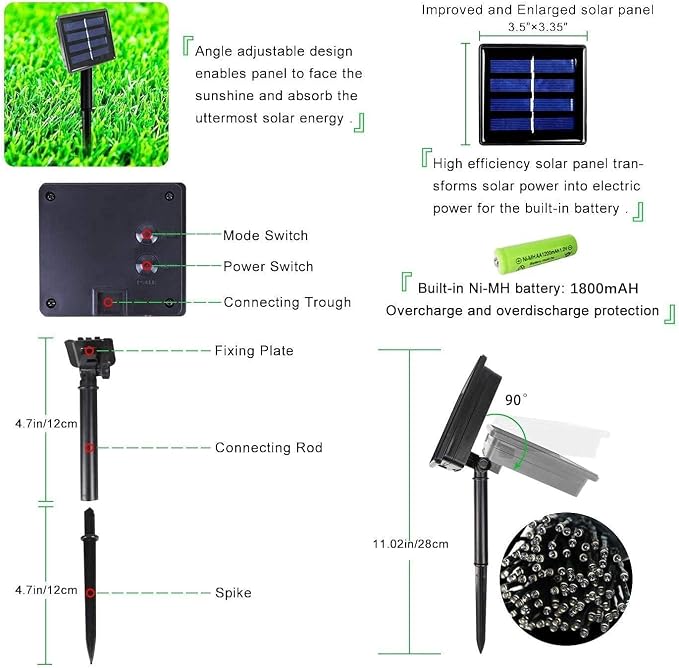 OZS 2PK 240LED Solar String Lights Outdoor Waterproof | Solar Christmas Lights - Image 9