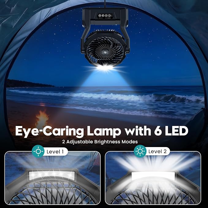 XZK Camping Fan, 20000mAh Rechargeable Battery Powered Fan - Image 2