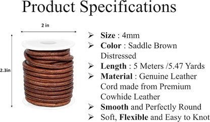 GENIQUE Real/Genuine Round Leather String Cord - Image 2