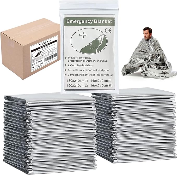 Polyethylene Mylar Silver Emergency Foil Thermal Blanket, 210 x 160 cm by MIXIAO