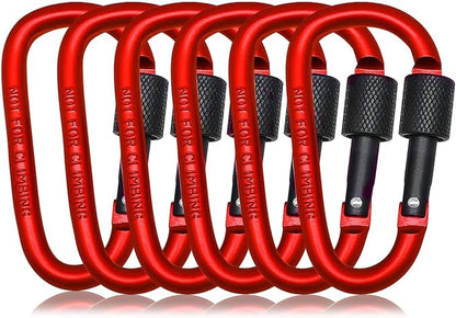 6 Pack Small Locking Carabiner, 3 Inch Aluminum D-Shape Snap Hook by MORNLIGHT