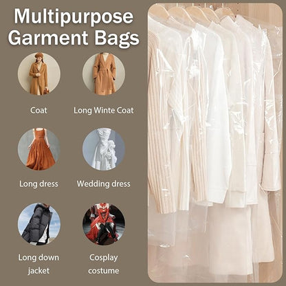 50 Pack 71 Inch Clear Plastic Garment Bag, Extra Long Dry Cleaning Bag - Image 3