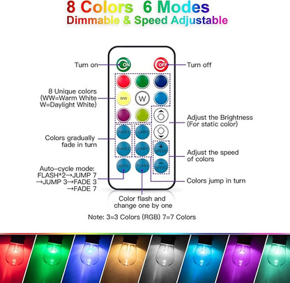 Mlambert 48FT Outdoor Patio Lights, 6 Lighting Modes RGB Cafe String Lights - Image 4