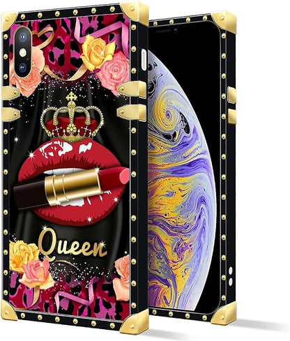 Compatible with iPhone Xs Max Case, Queen Lip Crown Leopard Print Luxury Golden - Image 2