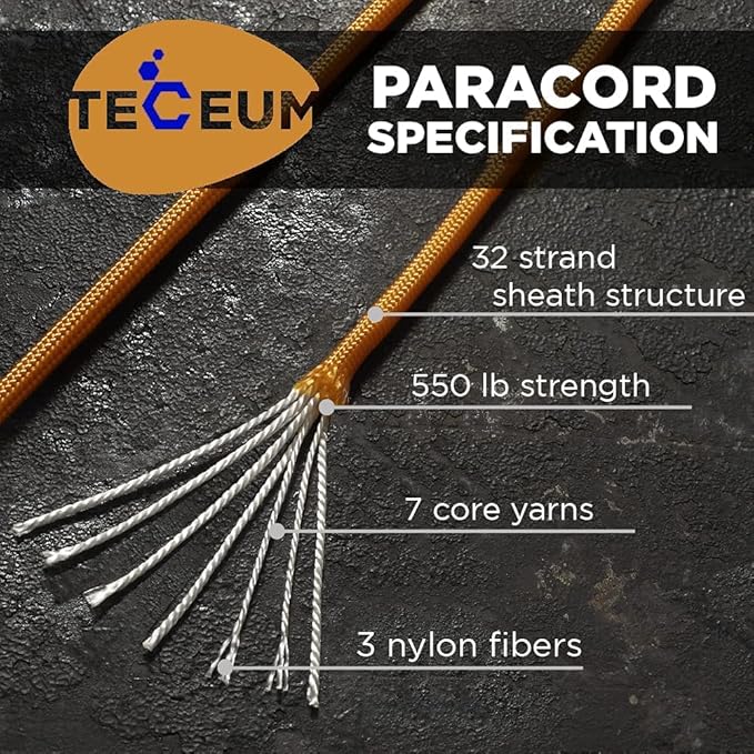 TECEUM 5/32" Paracord Rope 1000 – 1000ft / 200ft / 100ft / 50ft – Tactical - Image 2