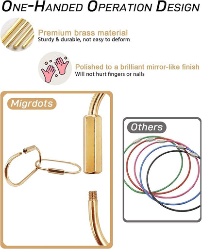 Brass Gold Carabiner Clip for Keys - Image 2