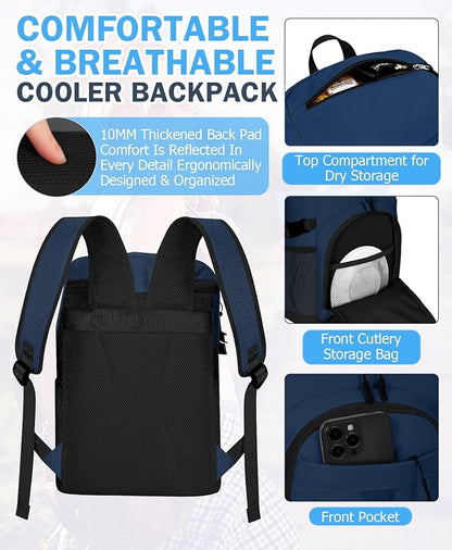 Cooler Backpack, 22L Waterproof Soft Backpack Coolers Leak Proof Beach Backpack - Image 3