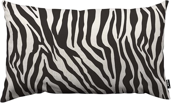TKS MITLAN Zebra Print Pillow Covers 12 x 20 Inch Black White Leopard Line by TKS+MITLAN